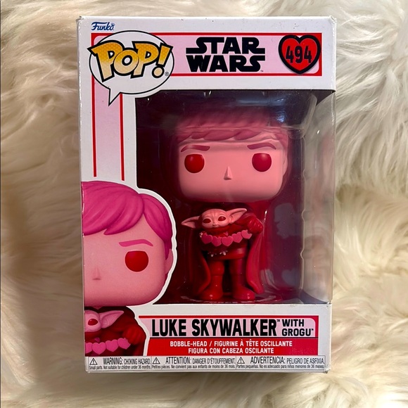 Funko POP! Star Wars Valentine's Day Vinyl Figure LUKE SKYWALKER WITH GROGU #494 - Picture 1 of 7